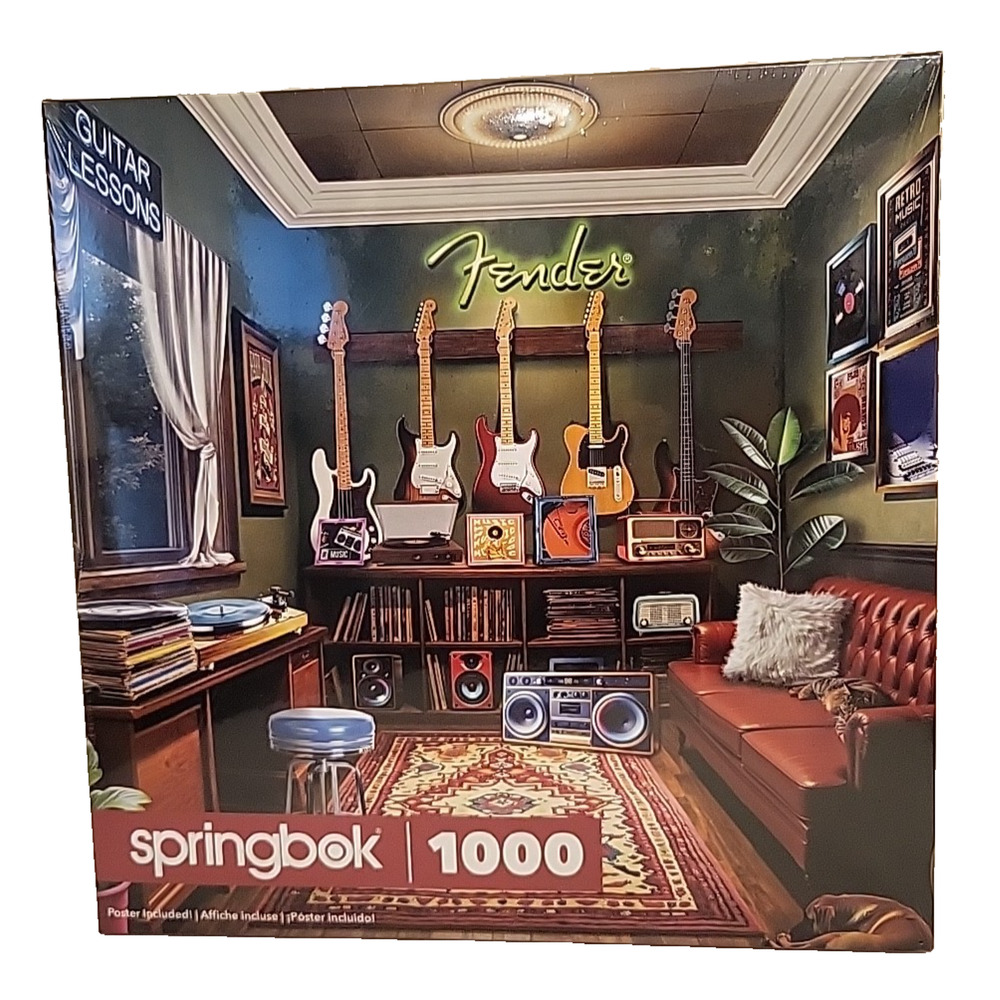 1000 Pc. Jigsaw Puzzle 2026 Fender "Guitar Lessons" Springbok 24 in x 30 in NIB